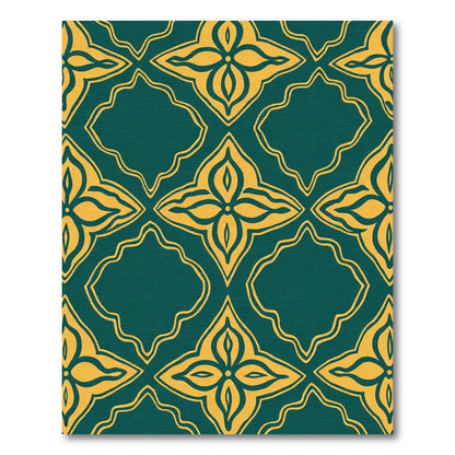 Teal And Gold Fleur De Lis Rug