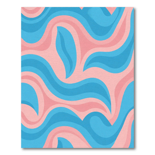 Blue Pink Swirl Abstract Waves Rug