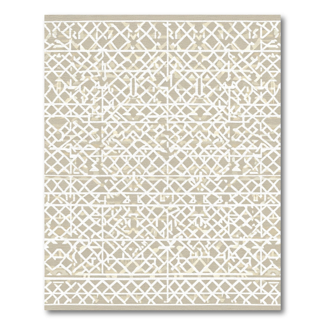 Neutral Beige Lattice Geometric Rug