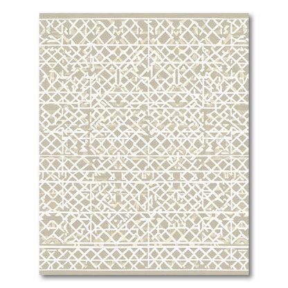 Neutral Beige Lattice Geometric Rug