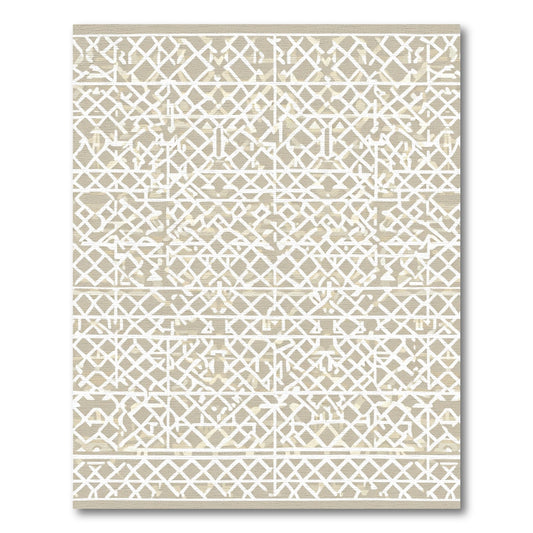 Neutral Beige Lattice Geometric Rug