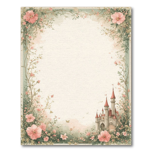 Pink Floral Castle Washable Area Rug