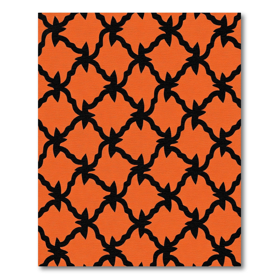 Orange Black Lattice Interlocking Curves Rug