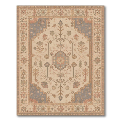Beige Traditional Persian Floral Medallion Area Rug