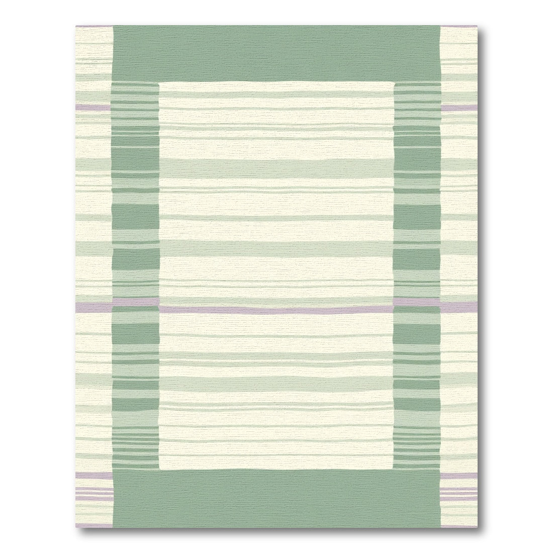 Soft Green Lavender Striped Border Rug