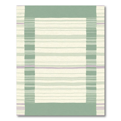 Soft Green Lavender Striped Border Rug
