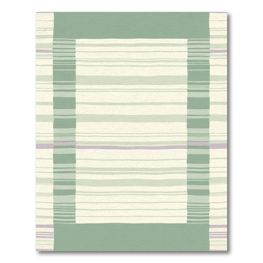 Soft Green Lavender Striped Border Rug