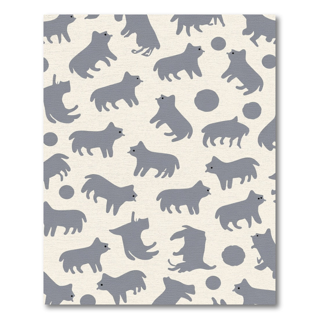 Gray Pet Silhouettes Scattered Cream Pattern Rug