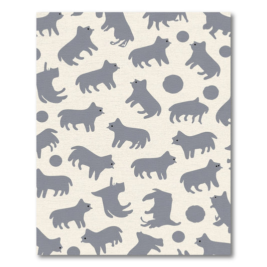 Gray Pet Silhouettes Scattered Cream Pattern Rug