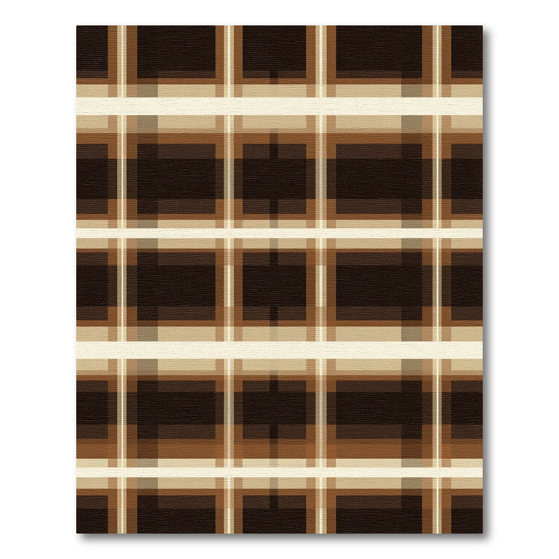 Chocolate Cream Plaid Squares Rug