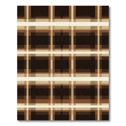 Chocolate Cream Plaid Squares Rug