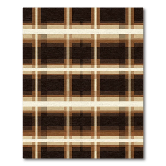 Chocolate Cream Plaid Squares Rug