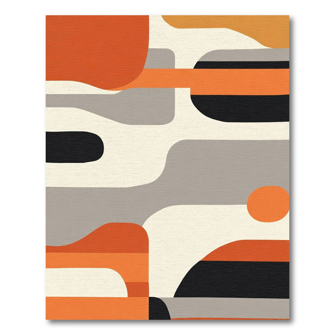 Abstract Orange Gray Organic Shapes Rug