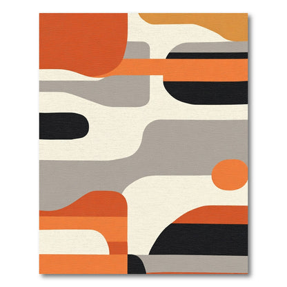 Abstract Orange Gray Organic Shapes Rug