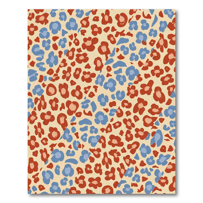 Retro red blue floral leopard print Rug