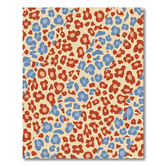 Retro red blue floral leopard print Rug