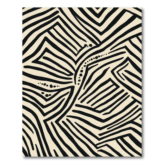 Black Ivory Abstract Zebra Stripe Rug