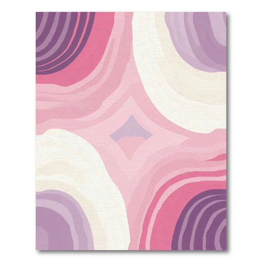Pink Purple Ivory Abstract Arc Rug