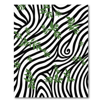 Zebra Greenery Vine Swirl Rug