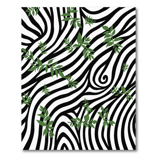 Zebra Greenery Vine Swirl Rug