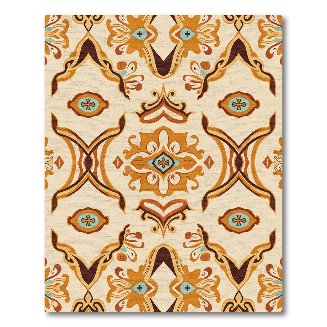 Bold Ochre Abstract Arabesque Rug