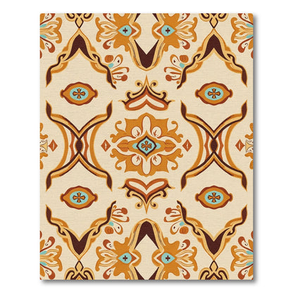 Bold Ochre Abstract Arabesque Rug