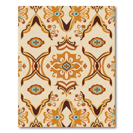 Bold Ochre Abstract Arabesque Rug