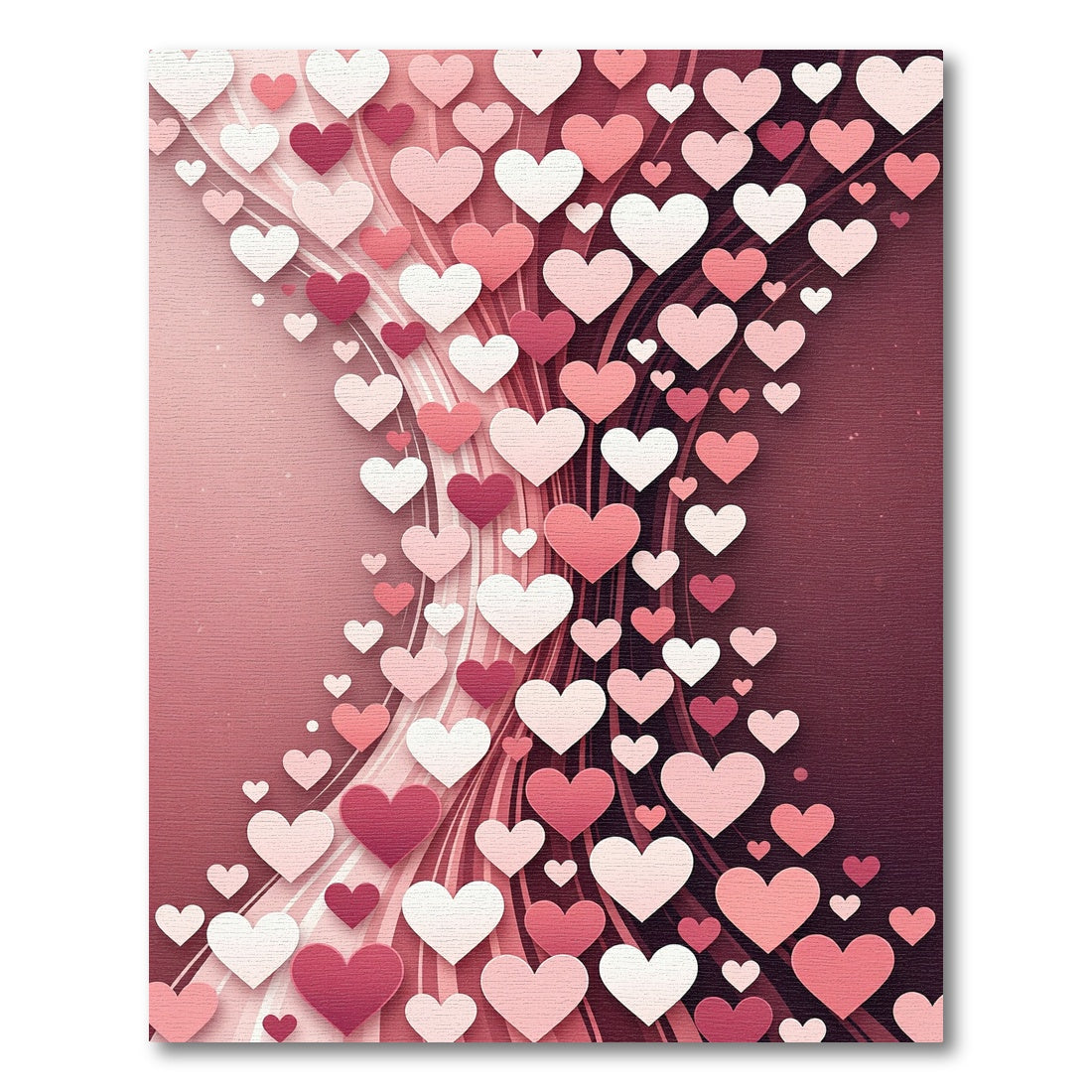 Pink Heart Cascade Flowing Waves Rug