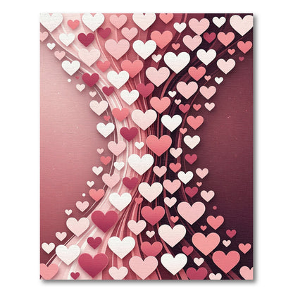 Pink Heart Cascade Flowing Waves Rug