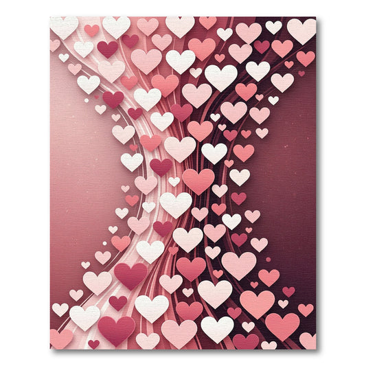 Pink Heart Cascade Flowing Waves Rug