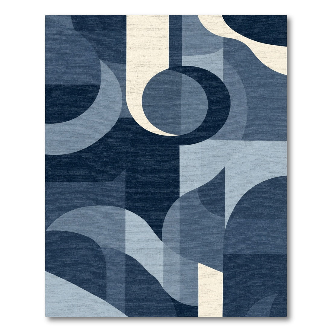 Deep Blue Abstract Curve Composition Rug