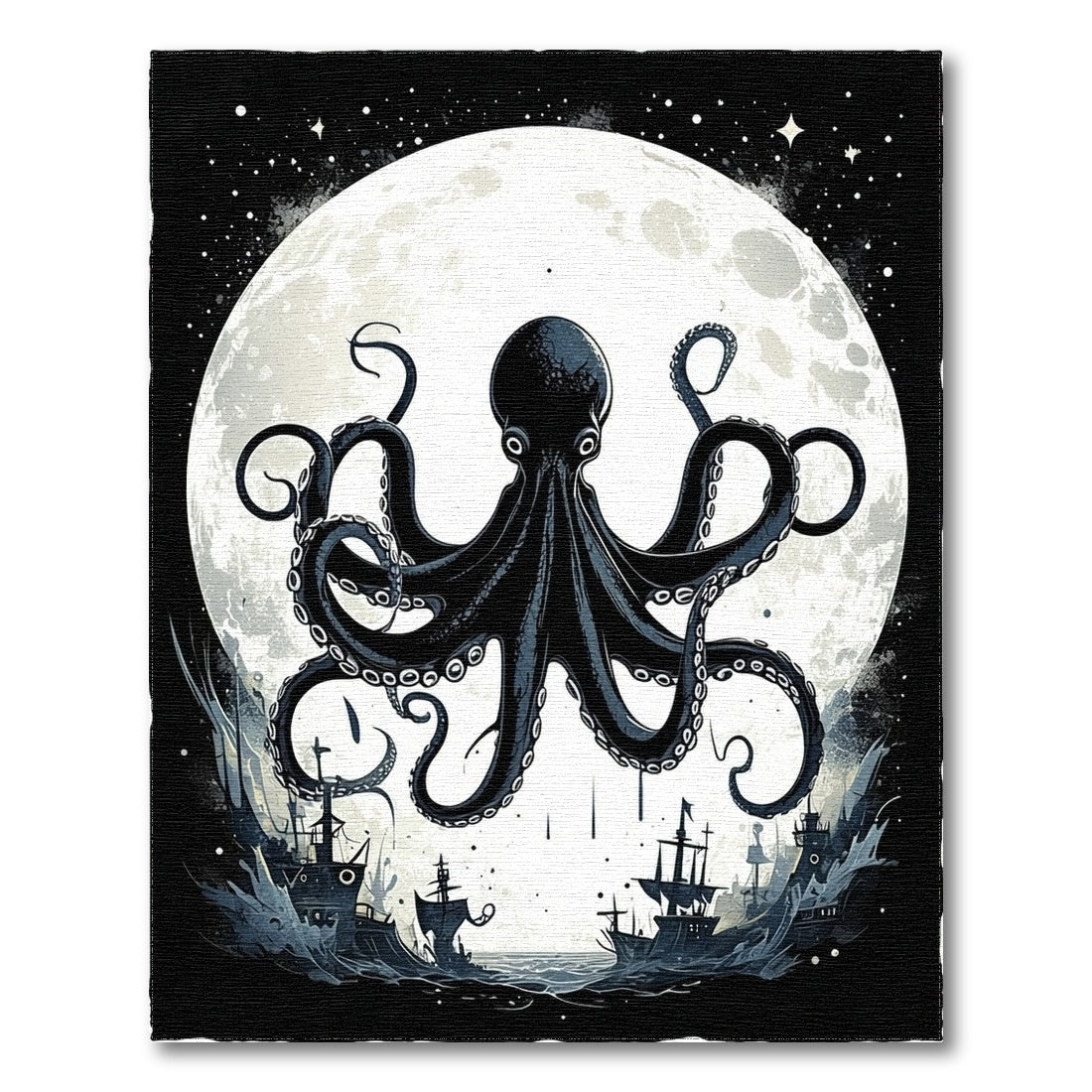 Kraken Octopus Moon Area Rug