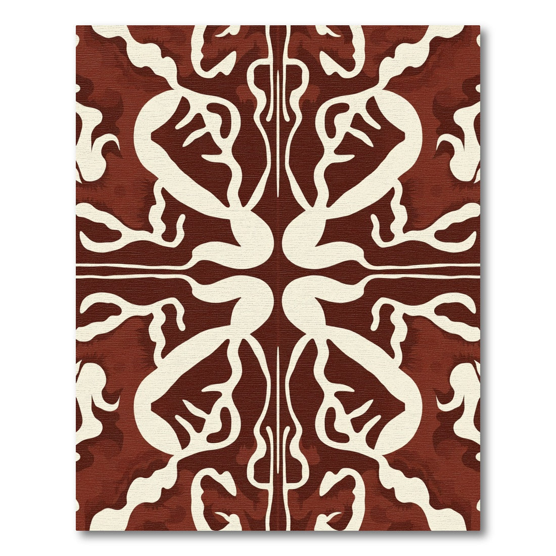 Crimson Ivory Abstract Organic Swirl Rug