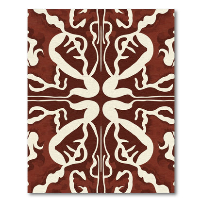 Crimson Ivory Abstract Organic Swirl Rug