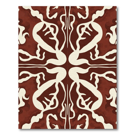 Crimson Ivory Abstract Organic Swirl Rug