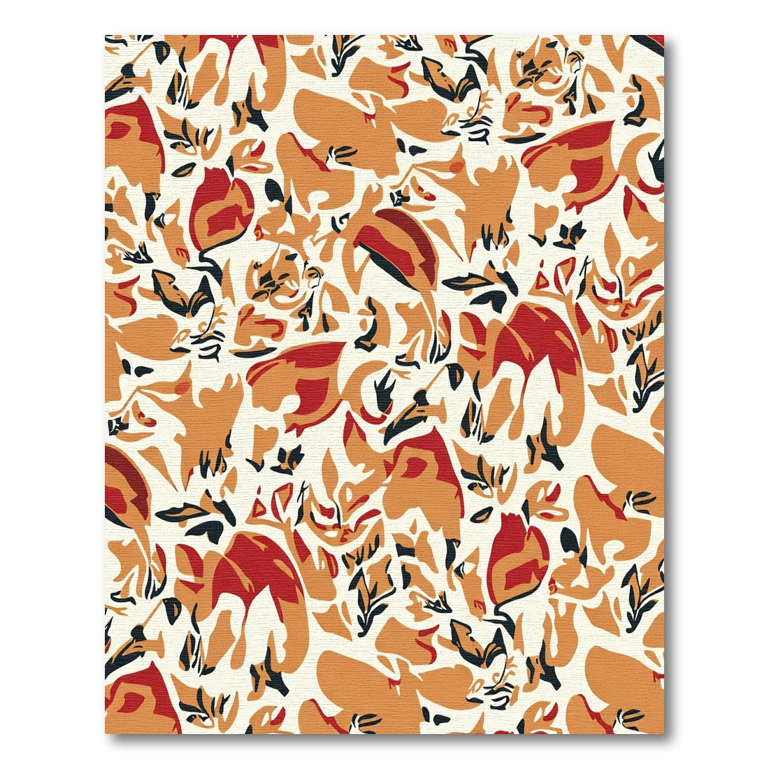 Orange Red Leaf Abstract Composition Rug