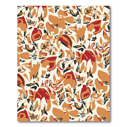Orange Red Leaf Abstract Composition Rug