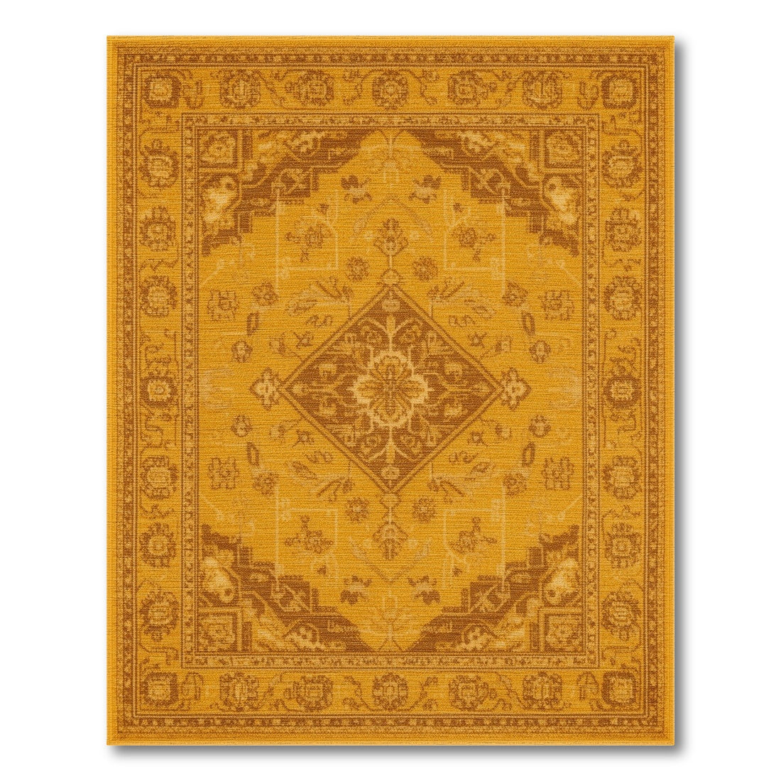 Yellow Golden Yellow Persian Medallion Area Rug