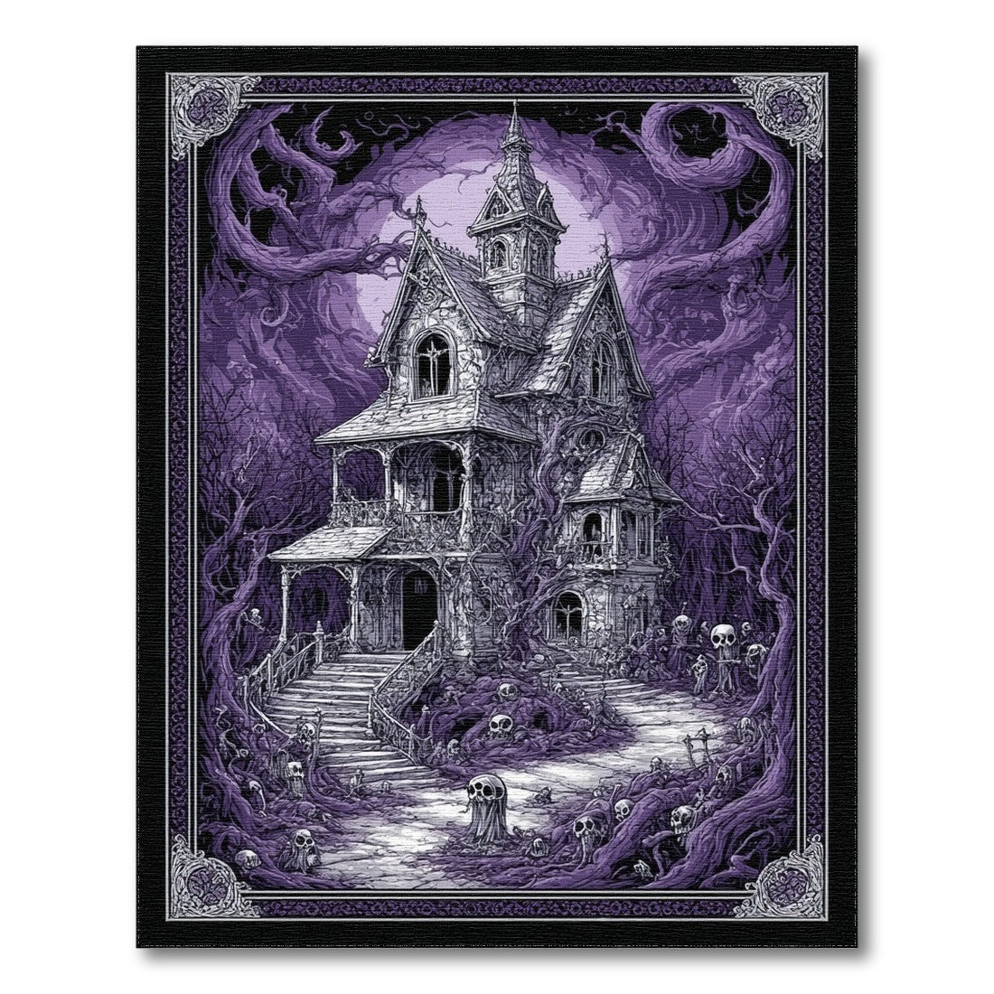 Purple Gothic Haunted Mansion Area Rug