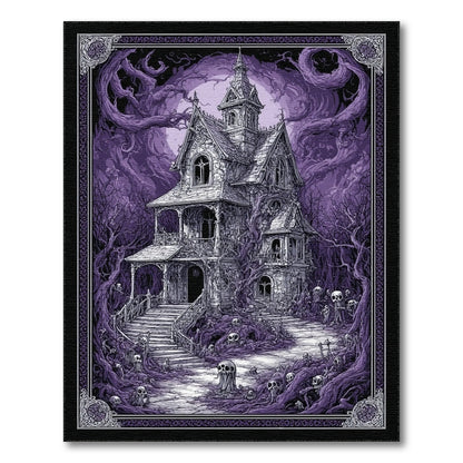 Purple Gothic Haunted Mansion Area Rug