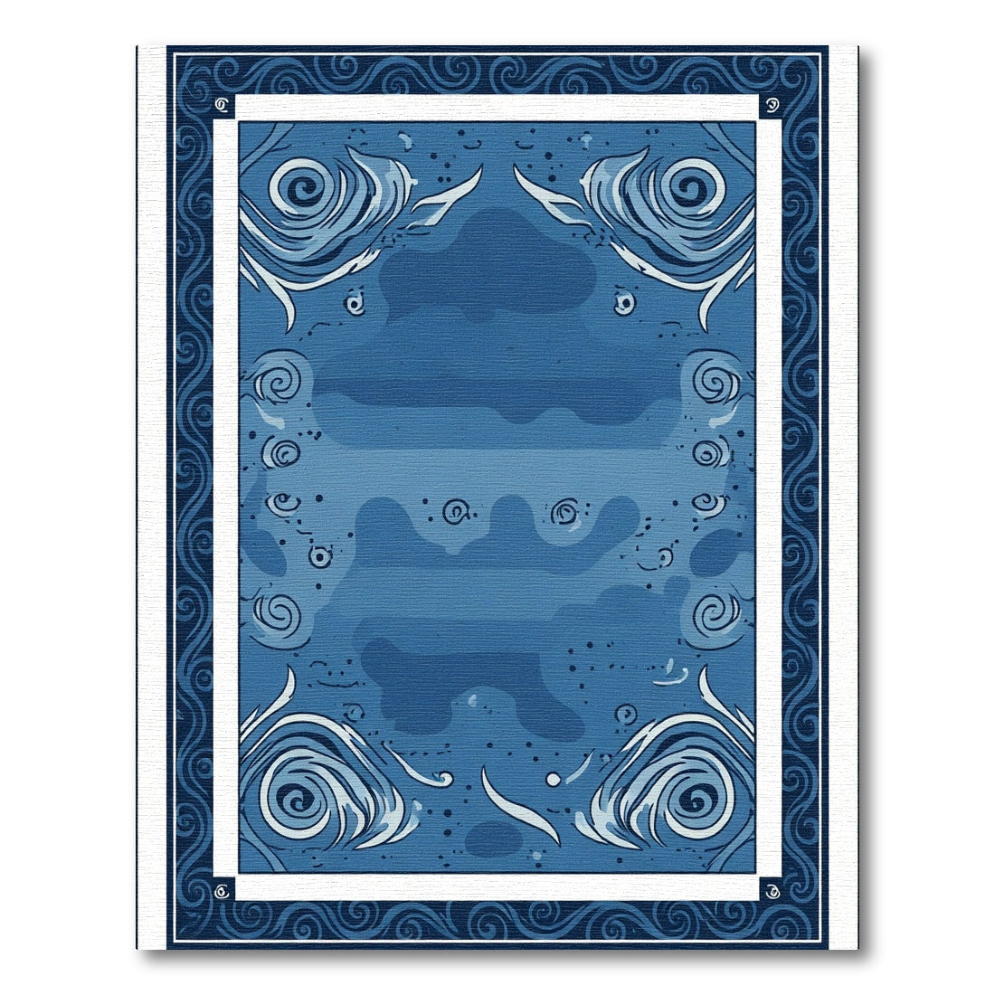 Deep Blue Swirl Abstract Ocean Rug