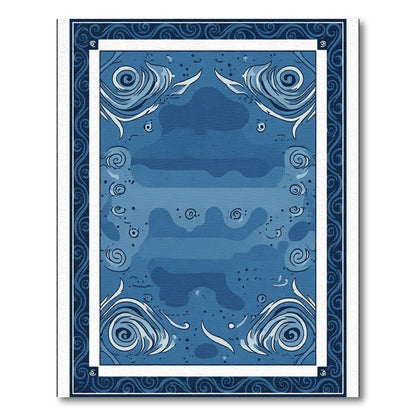 Deep Blue Swirl Abstract Ocean Rug
