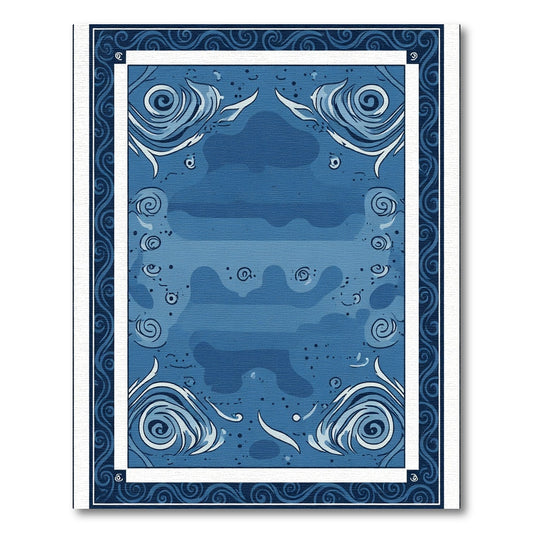 Deep Blue Swirl Abstract Ocean Rug