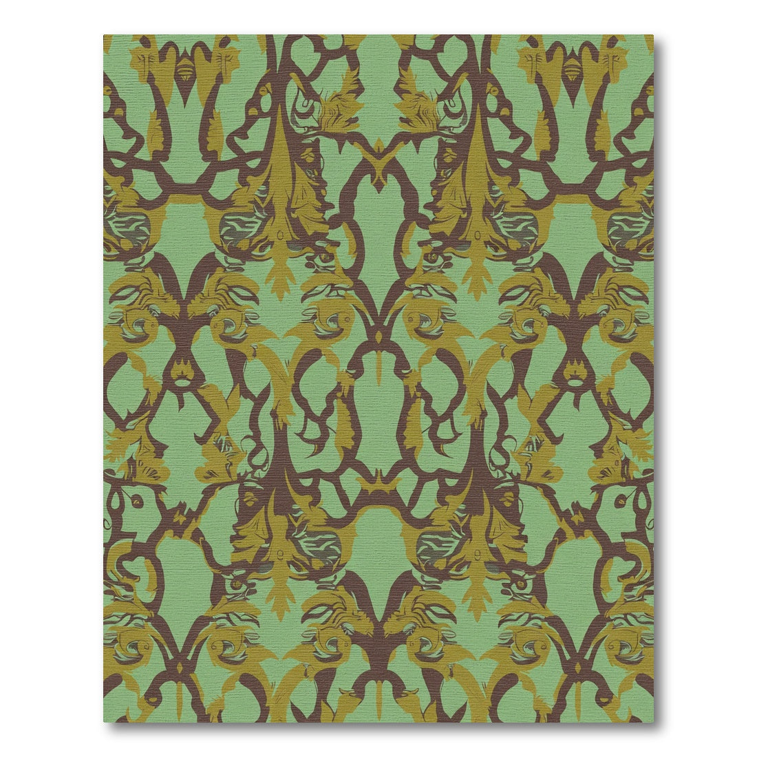 Ornate Sage Green Baroque Scroll Rug