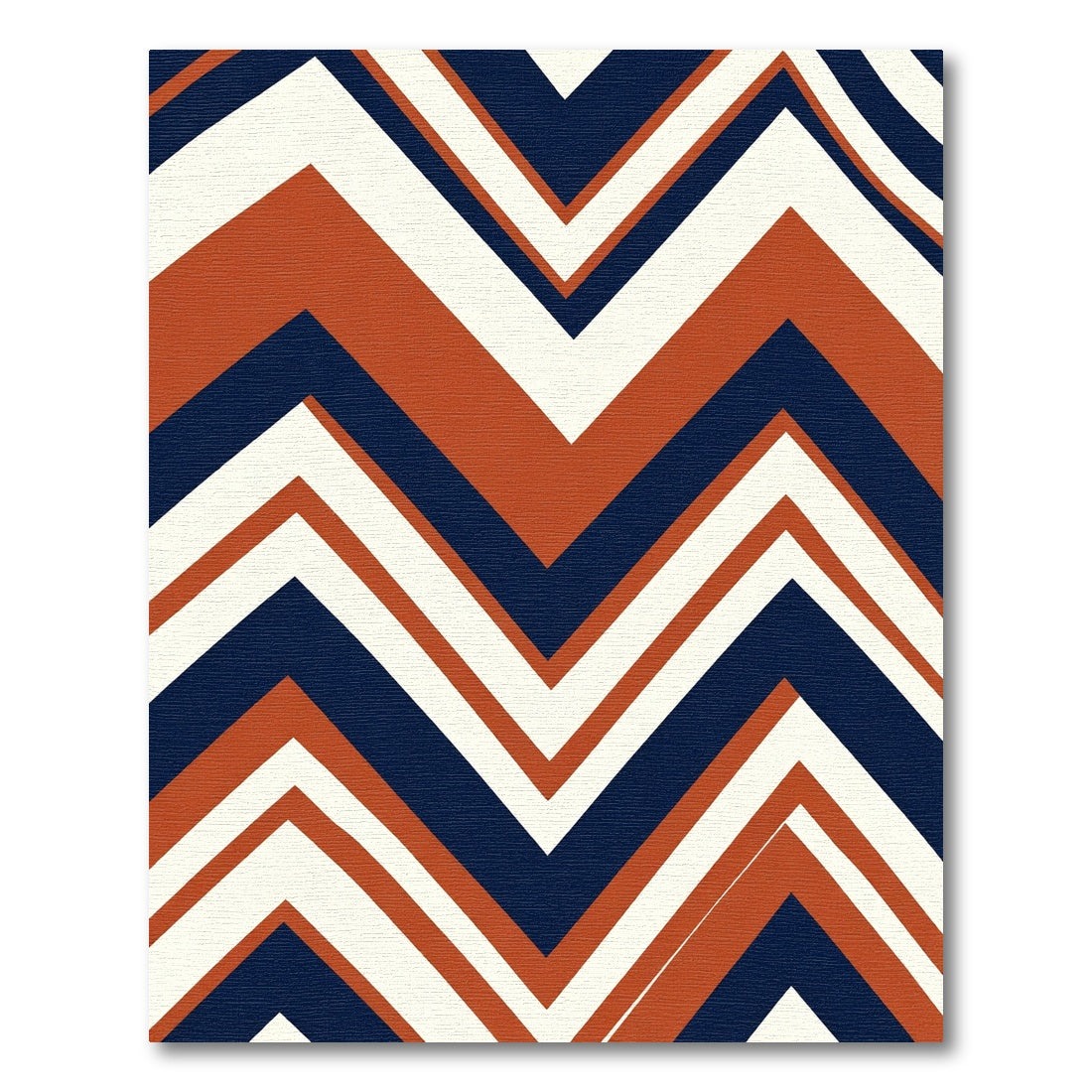 Rusty Blue White Chevron Stripe Rug