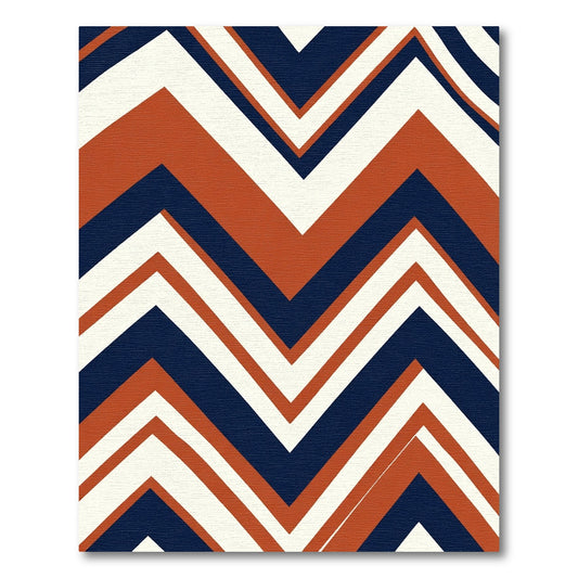 Rusty Blue White Chevron Stripe Rug