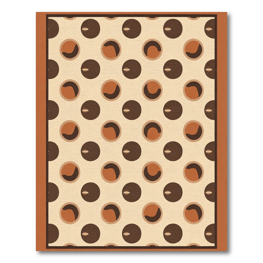Brown and Cream Polka Dot Circular Rug