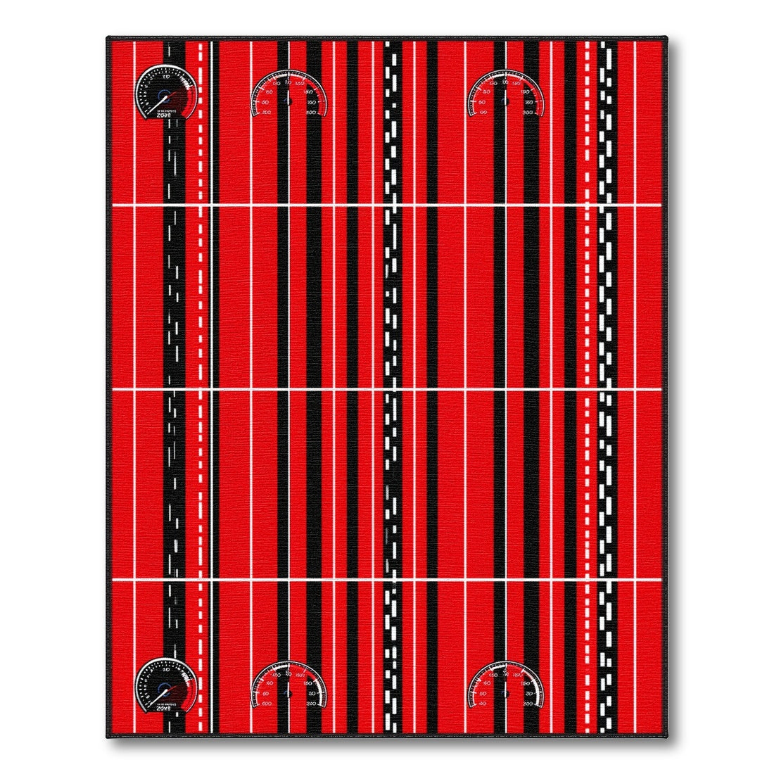 Red Speedometer Racing Stripe Area Rug