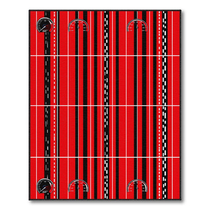 Red Speedometer Racing Stripe Area Rug