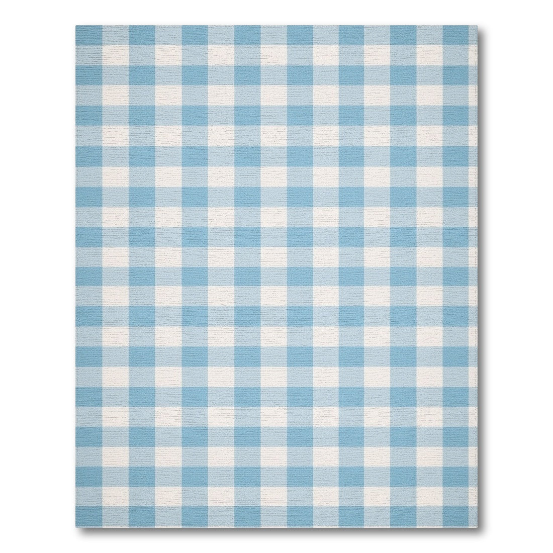 Coastal Beach Blue Gingham Checkered Area Rug